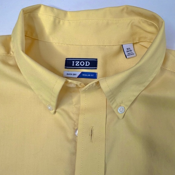 IZOD Quick Dry 16.5 Neck Men’s Regular Fit 34/35 Button Down Yellow Dress shirt - Picture 15 of 15